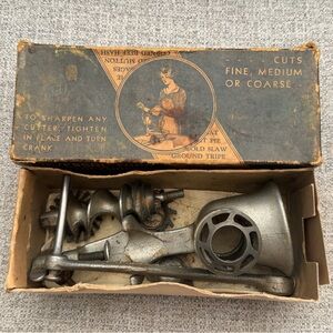 Vintage Metal Kitchen Meat Grinder - Silver